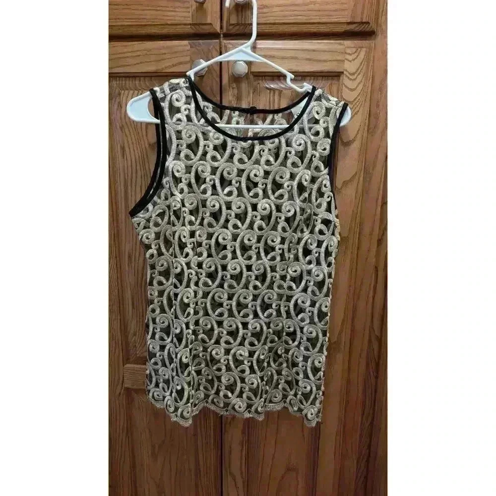 women's translucent beige & black shell tank by Sam USA size XL